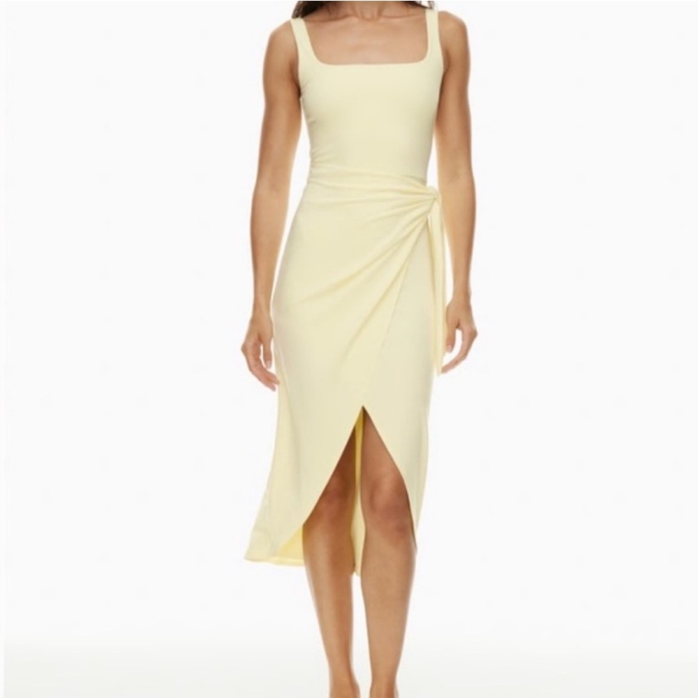Aritzia Wilfred Butter Yellow Saturn Wrap Dress